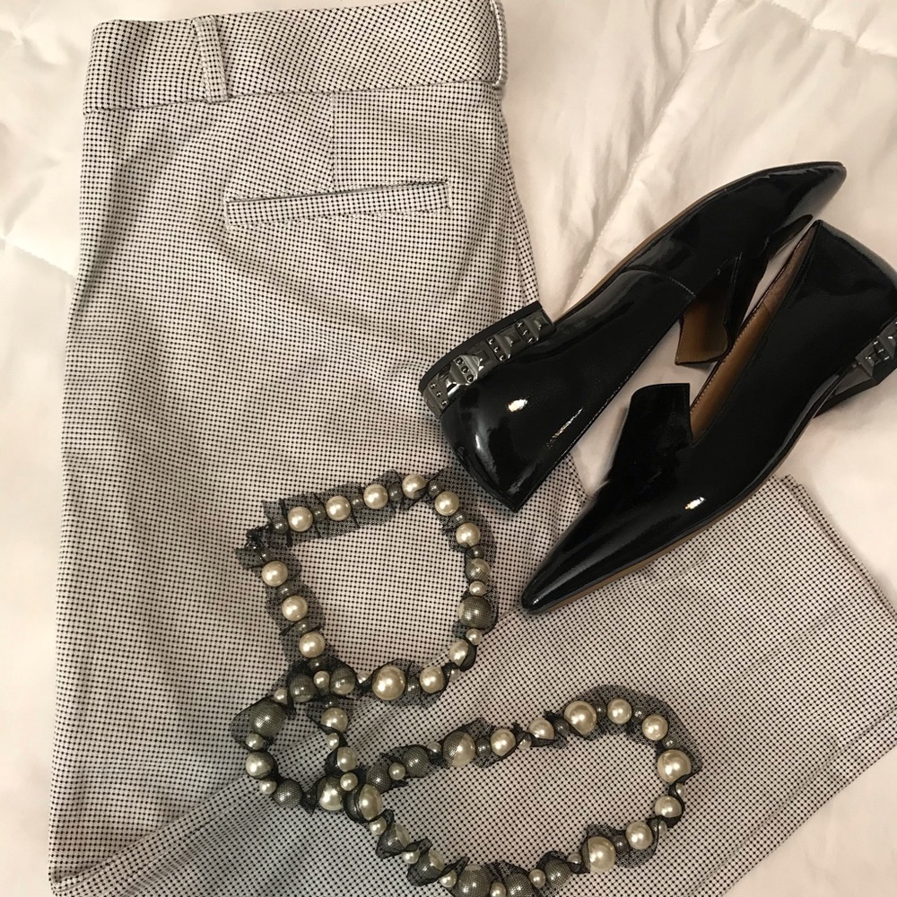 White Print Banana Republic Sloan Pants 4P